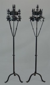 PAIR OF TWO-PART GOTHIC REVIVA