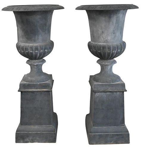 PAIR OF TWO PART IRON OUTDOOR