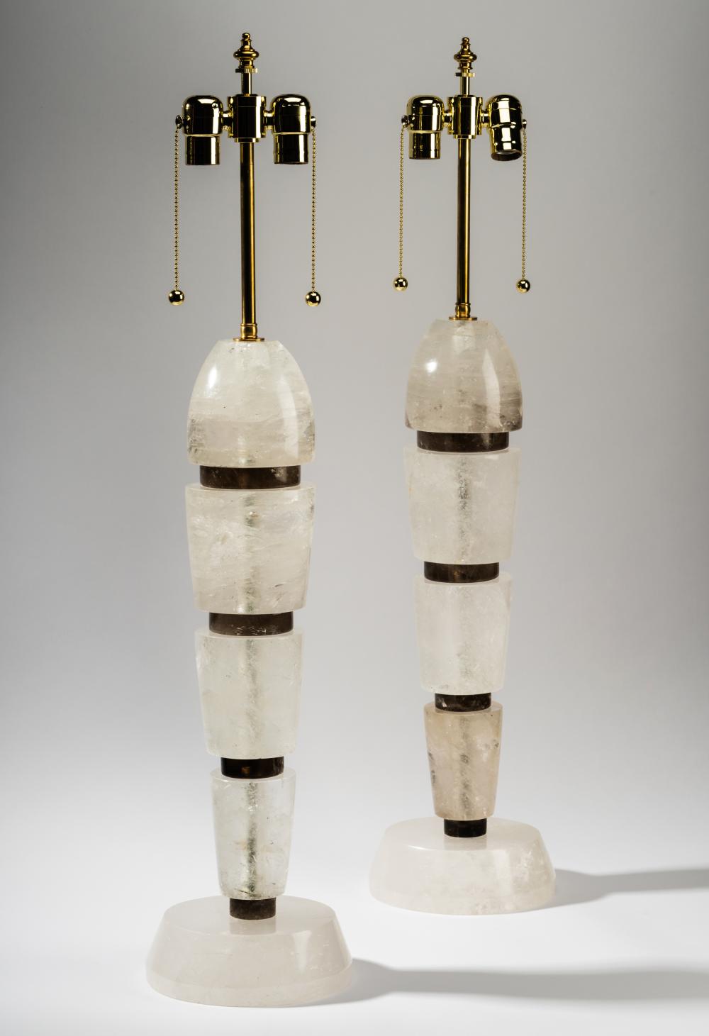 PAIR OF TWO-TONE ROCK CRYSTAL TABLE
