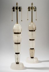PAIR OF TWO-TONE ROCK CRYSTAL