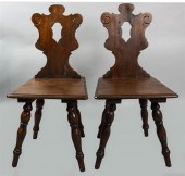 PAIR OF TYROLEAN OAK HALL CHAI