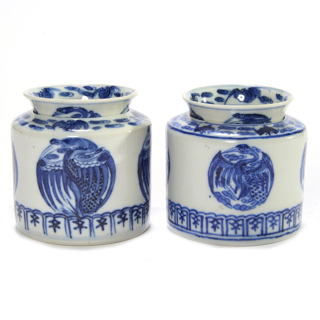 PAIR OF UNDERGLAZE BLUE WINE CUPS
