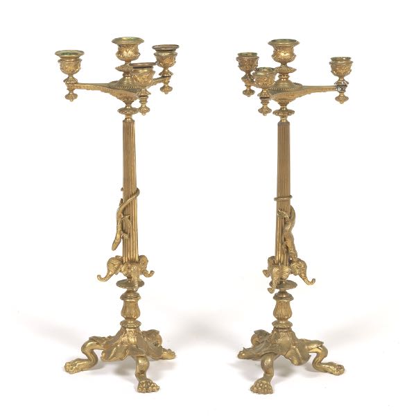 PAIR OF UNUSUAL ART NOUVEAU BRASS