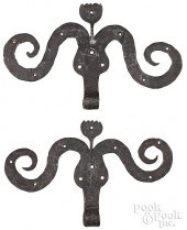 PAIR OF UNUSUAL WROUGHT IRON R