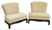 PAIR OF UPHOLSTERED ARMLESS CH