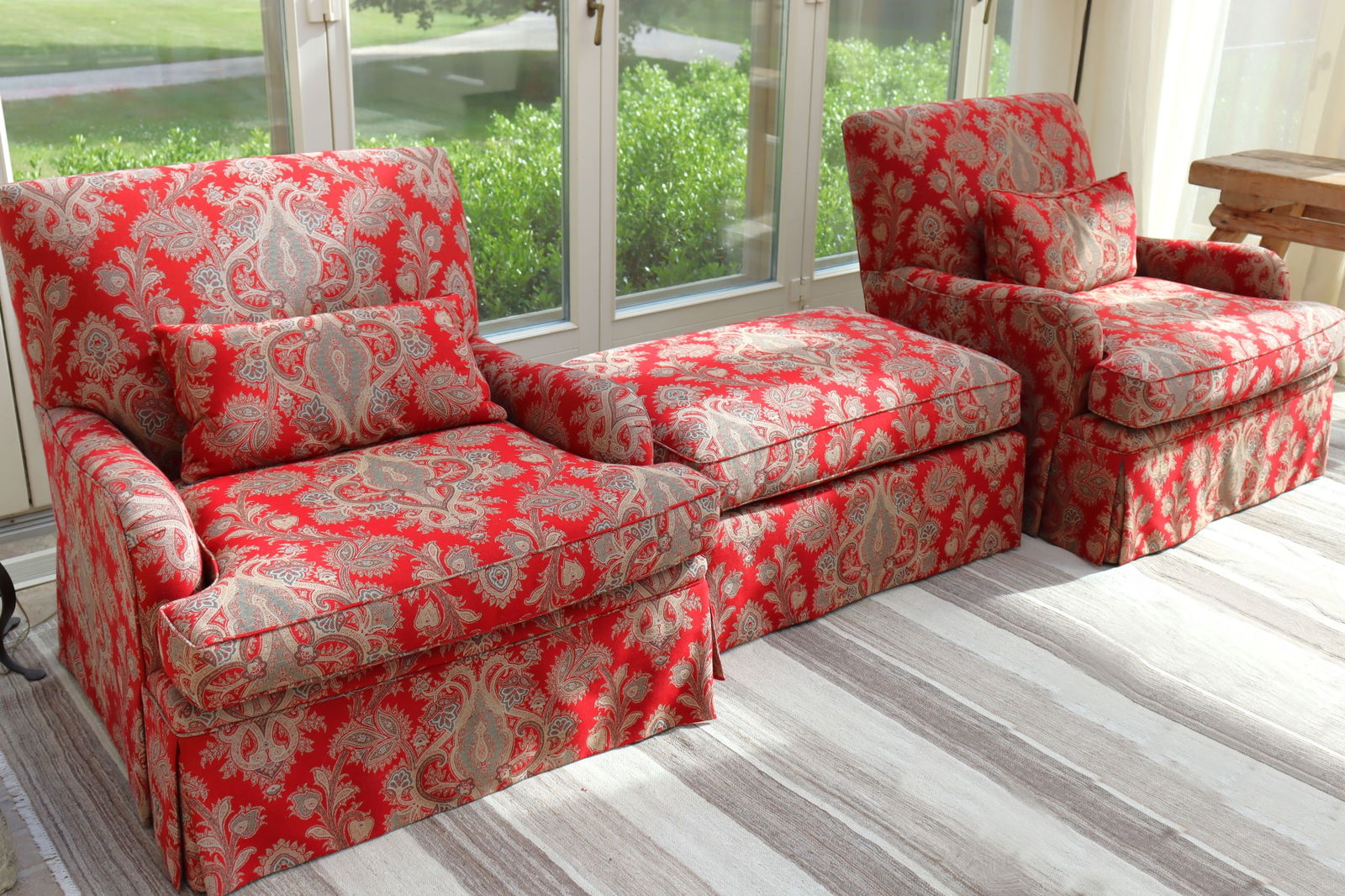 PAIR OF UPHOLSTERED CLUB CHAIRS &