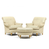 PAIR OF UPHOLSTERED CLUB CHAIR