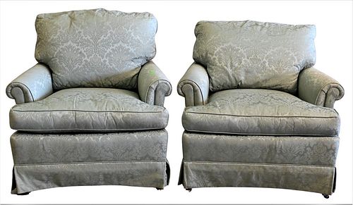 PAIR OF UPHOLSTERED EASY CHAIRS,