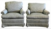 PAIR OF UPHOLSTERED EASY CHAIR