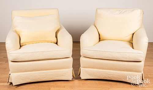 PAIR OF UPHOLSTERED EASY CHAIRSPair