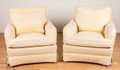 PAIR OF UPHOLSTERED EASY CHAIR
