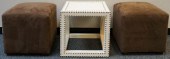 PAIR OF UPHOLSTERED FOOT STOOL