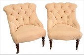 PAIR OF UPHOLSTERED SLIPPER CH