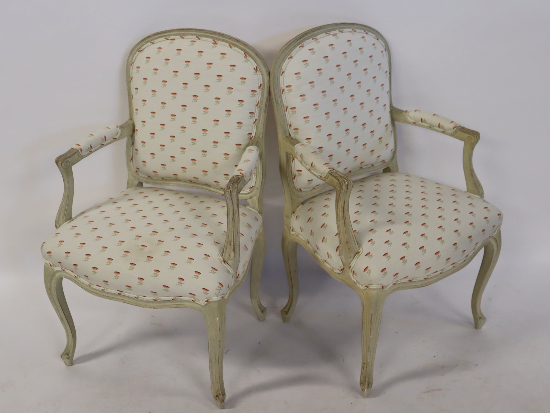 PAIR OF UPHOLSTERED STYLE LOUIS
