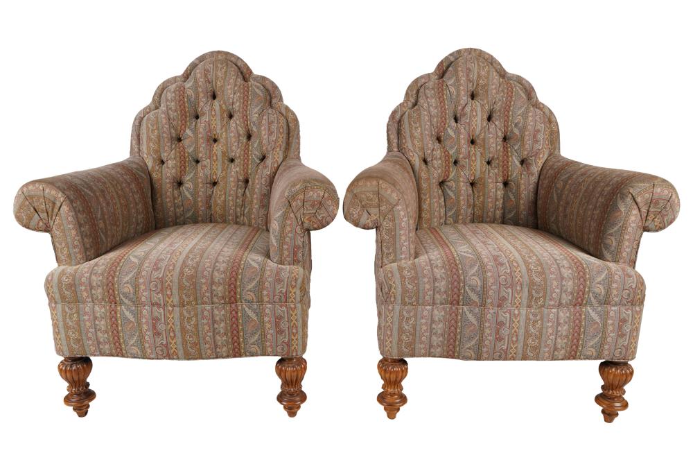 PAIR OF UPHOLSTERED TUFTED