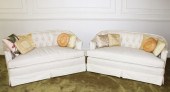 PAIR OF UPHOLSTERED TUFTED BAC