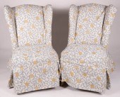 PAIR OF UPHOLSTERED WING CHAIR