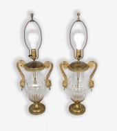 PAIR OF URN FORM GILT-BRONZE A