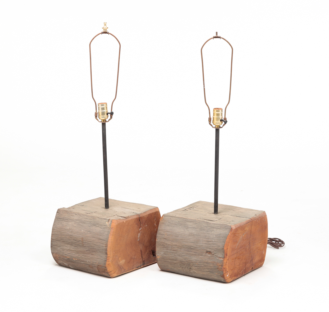 PAIR OF USABLE ART LOGJAM TABLE