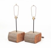 PAIR OF USABLE ART LOGJAM TABL
