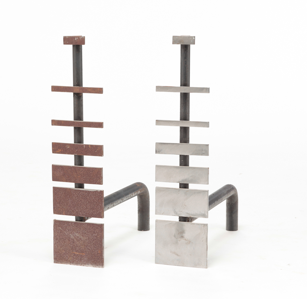 PAIR OF USABLE ART LOGJAM STEEL