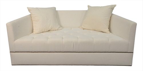 PAIR OF "V" FORM CUSTOM UPHOLSTERED