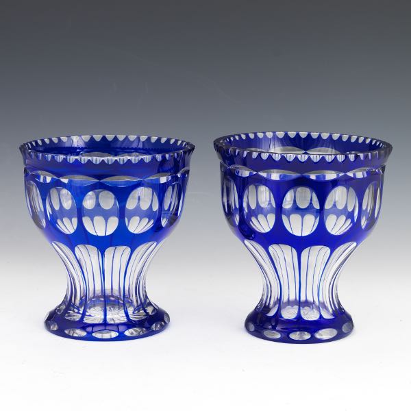 PAIR OF VAL ST LAMBERT VASES 7 ¼" x
