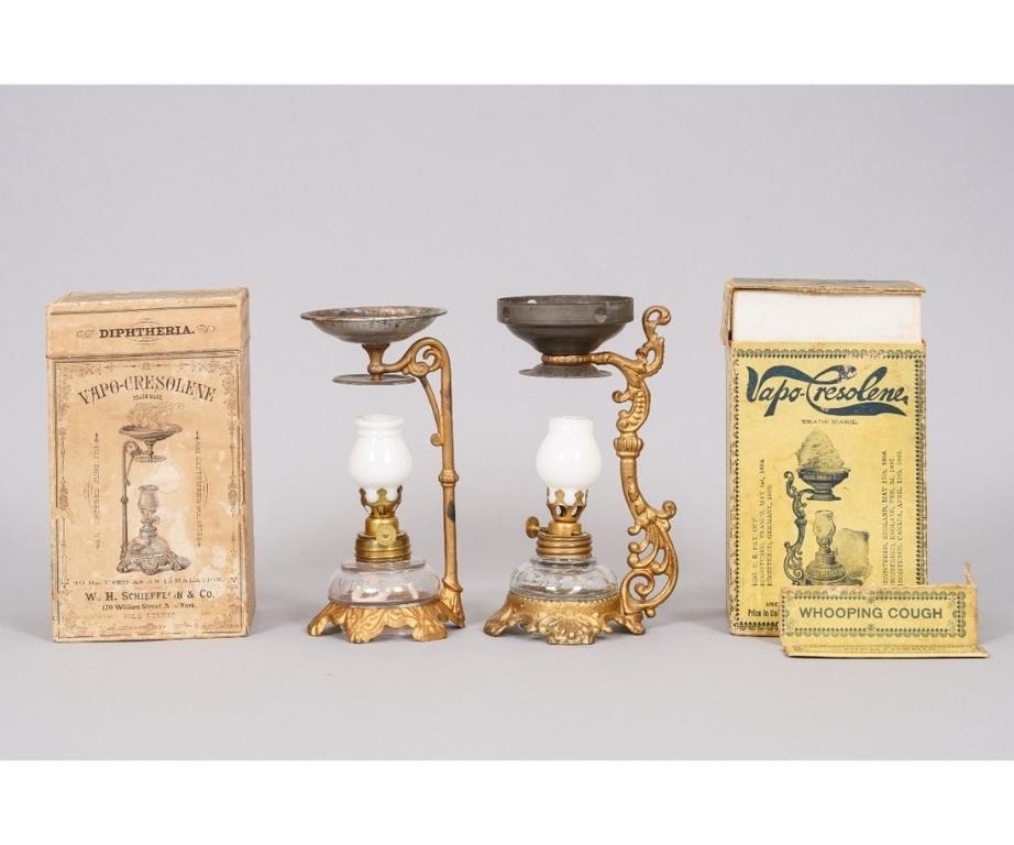Pair of Vapo-Cresolene lamps with