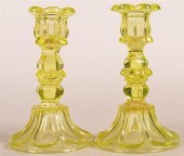 PAIR OF VASELINE FLINT GLASS C