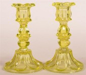 PAIR OF VASELINE FLINT GLASS C