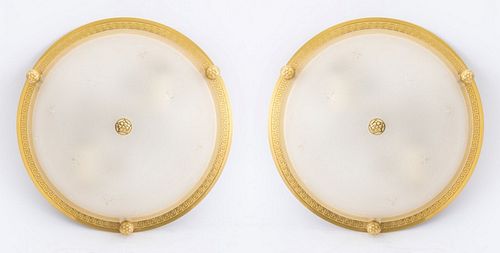 PAIR OF VAUGHAN BRUSHED BRASS FLUSH