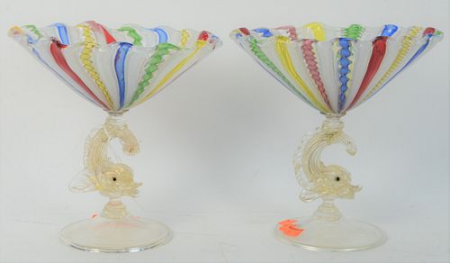 PAIR OF VENETIAN COMPOTES, HAVING