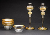PAIR OF VENETIAN GLASS CANDLES