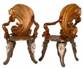PAIR OF VENETIAN GROTTO CHAIRS