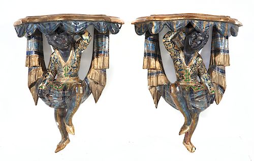 PAIR OF VENETIAN PARCEL GILT AND