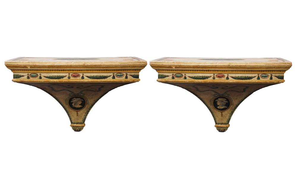 PAIR OF VENETIAN POLYCHROME PAINTED