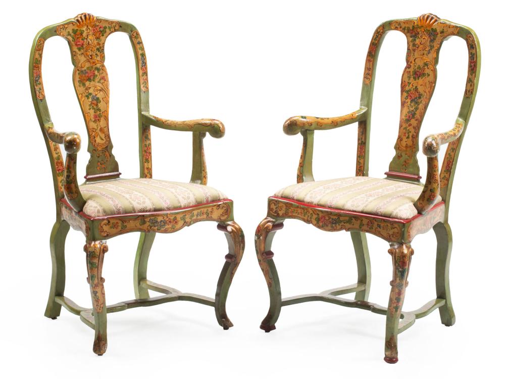 PAIR OF VENETIAN POLYCHROME PAINTED