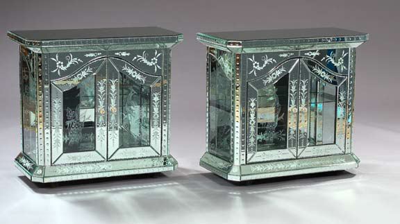 Pair of Venetian-Style Etched and