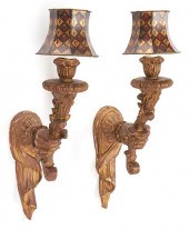 PAIR OF VENETIAN STYLE GILTWOO