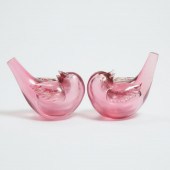 Pair of Venini Red Glass Birds