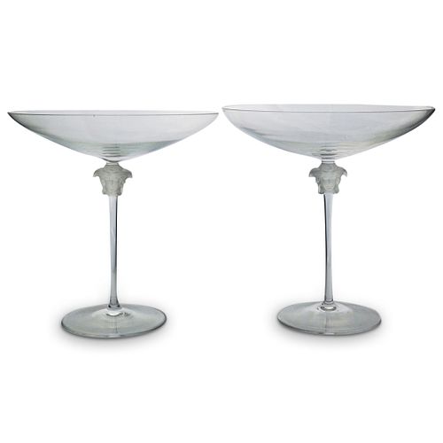 PAIR OF VERSACE ROSENTHAL CRYSTAL