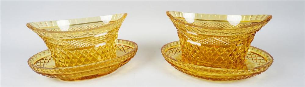 PAIR OF VICTORIAN AMBER CUT GLASS