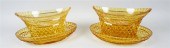 PAIR OF VICTORIAN AMBER CUT GL