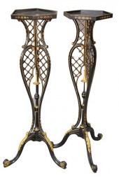 PAIR OF VICTORIAN BLACK LACQUE