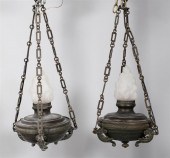 PAIR OF VICTORIAN BRASS AND PA