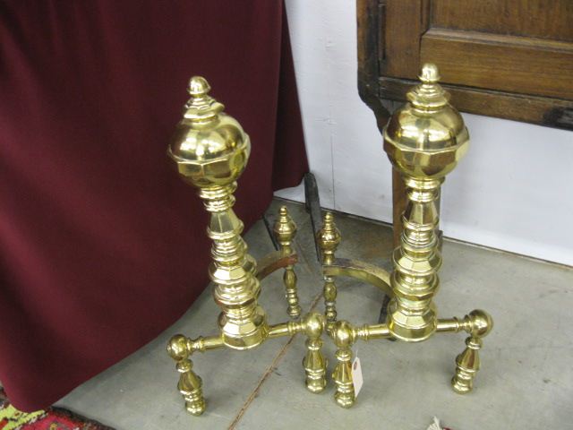 Pair of Victorian Brass Andirons