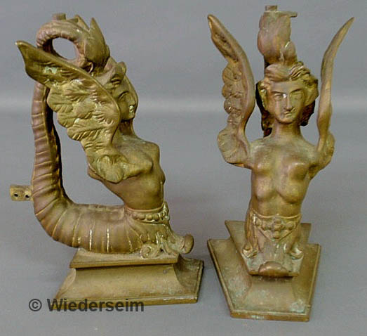 Pair of Victorian brass firedogs