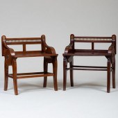 PAIR OF VICTORIAN BRASS-MOUNTE