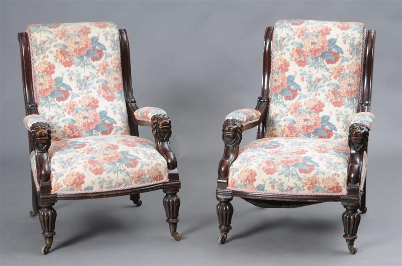 PAIR OF VICTORIAN CARVED MAHOGANY