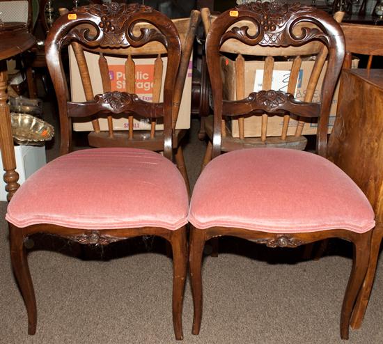 Pair of Victorian carved walnut